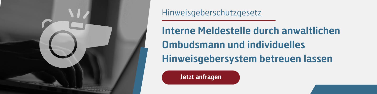 Hinweisgeberschutz interne Meldestelle betreuen lassen Banner 