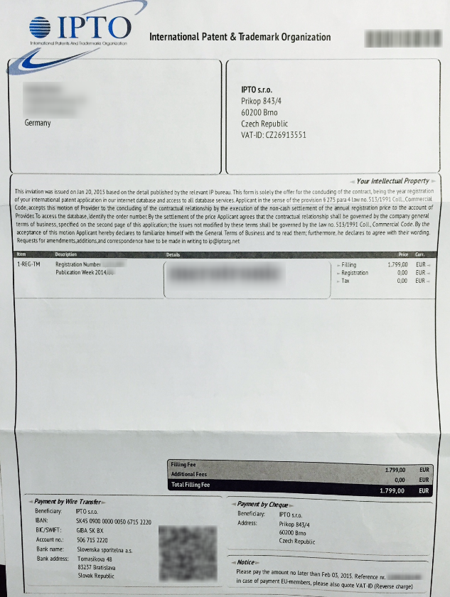 International Patent  Trademark Organization - Betrug