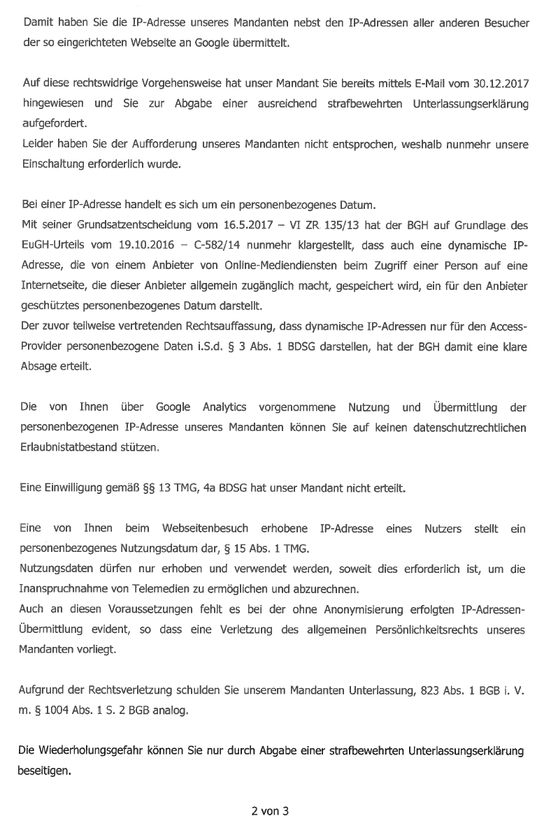 Datenschutz Abmahnung NZG